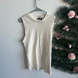 ASOS Ribbed Sleeveless White Top - size S